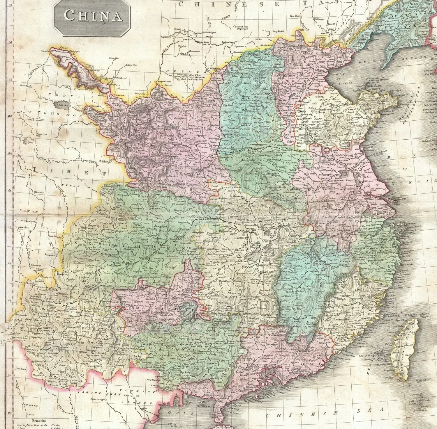 Mapa «China» de John Pinkerton, 1818